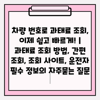 차량 번호로 과태료 조회, 이제 쉽고 빠르게! | 과태료 조회 방법, 간편 조회, 조회 사이트, 운전자 필수 정보