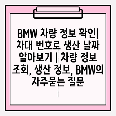 BMW 차량 정보 확인| 차대 번호로 생산 날짜 알아보기 | 차량 정보 조회, 생산 정보, BMW