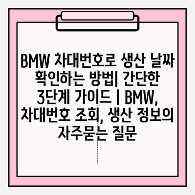 BMW 차대번호로 생산 날짜 확인하는 방법| 간단한 3단계 가이드 | BMW, 차대번호 조회, 생산 정보