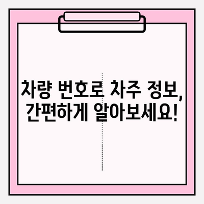 차량 번호로 차주 정보 조회하기| 간편하고 정확한 방법 | 차량 정보, 차주 조회, 법적 제한