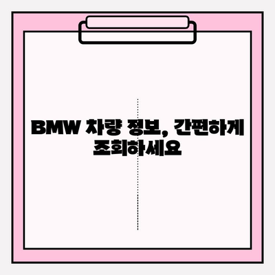 BMW 차량 정보, 차대번호로 한번에 확인하세요! | 차량 정보 조회, 차량 이력, BMW 차량 정보