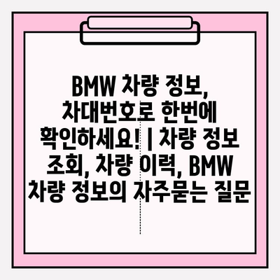 BMW 차량 정보, 차대번호로 한번에 확인하세요! | 차량 정보 조회, 차량 이력, BMW 차량 정보