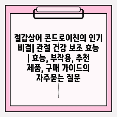 철갑상어 콘드로이친의 인기 비결| 관절 건강 보조 효능 | 효능, 부작용, 추천 제품, 구매 가이드