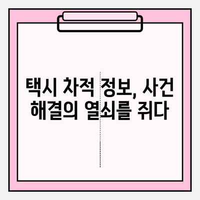 택시 기사 차적 조회를 활용한 사건 조사| 효과적인 방법과 주의 사항 | 택시, 사건, 조사, 증거, 법률