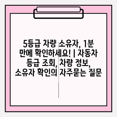 5등급 차량 소유자, 1분 만에 확인하세요! | 자동차 등급 조회, 차량 정보, 소유자 확인