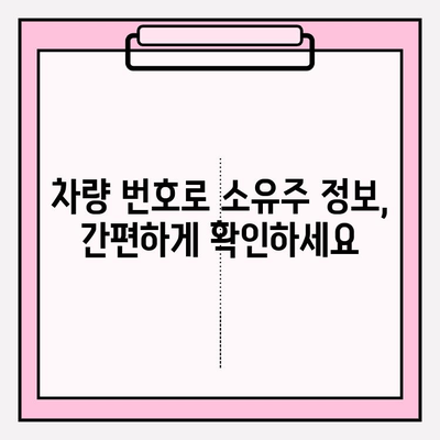 차량 번호로 소유주 정보 조회, 간편하고 빠르게! | 차량 정보 조회, 소유주 확인, 자동차 번호판