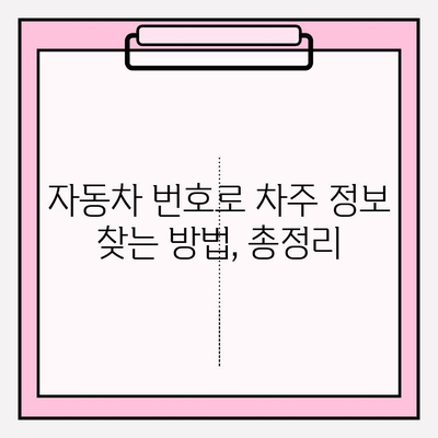 자동차 번호로 차주 정보 찾기| 방법, 주의 사항, 그리고 법적 쟁점 | 차량 조회, 개인정보 보호, 법률