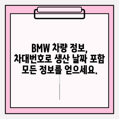 BMW 차량 생산 날짜 확인| 차대번호로 쉽고 빠르게 알아보는 방법 | 차대번호 조회, 생산 정보, BMW