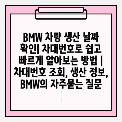 BMW 차량 생산 날짜 확인| 차대번호로 쉽고 빠르게 알아보는 방법 | 차대번호 조회, 생산 정보, BMW