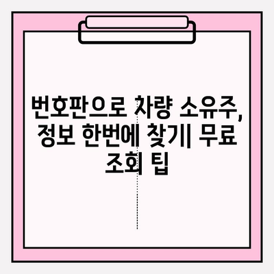 번호판 소유자 무료 조회 3가지 방법 | 차량 정보, 소유주 확인, 무료 조회 서비스