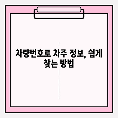 차량번호로 차주 정보 찾는 방법| 간편하게 알아보기 | 차량 정보 조회, 개인 정보 보호