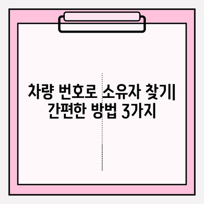 차량 번호로 소유자 찾는 방법| 간편하고 빠른 3가지 해결책 | 차량 소유주, 번호판 조회, 정보 확인