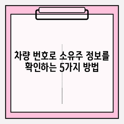 차량 번호 소유자 조회, 가장 확실한 방법 5가지 | 차량 정보, 소유주 확인, 자동차 번호판 조회