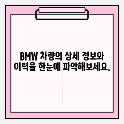 BMW 차량 정보, 차대번호로 한 번에 확인하세요! | 차량 정보 조회, 차량 이력, BMW 차량 정보