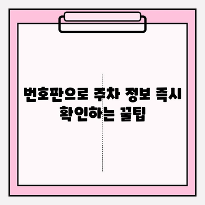 번호판으로 주차 정보 즉시 확인하는 꿀팁 | 주차 정보, 실시간 확인, 간편 주차, 주차장 정보