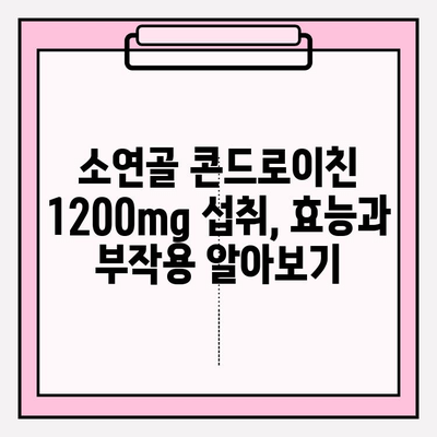 소연골 콘드로이친 1200mg 섭취 후기| 관절 연골 관리 효과 실화? | 관절 건강, 연골 재생, 효능, 부작용