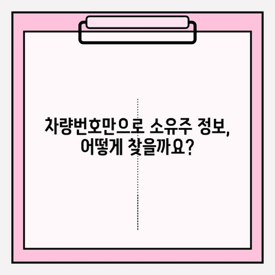 차량번호로 소유자 정보 조회하기| 주소, 연락처 확인 방법 | 자동차, 소유주 정보, 조회 팁