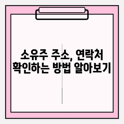 차량번호로 소유자 정보 조회하기| 주소, 연락처 확인 방법 | 자동차, 소유주 정보, 조회 팁