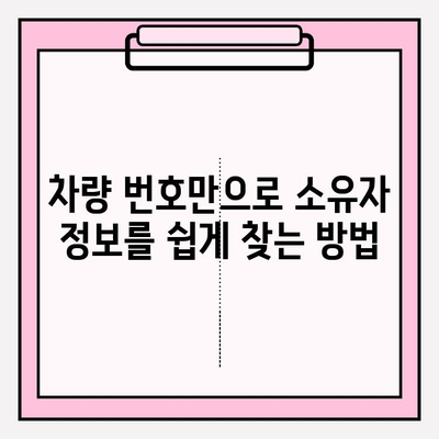 차량 번호로 소유자 확인하는 방법| 무료 & 간편하게 정보 찾기 | 차량 정보, 소유자 조회, 무료 서비스