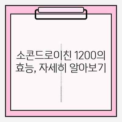 소콘드로이친 1200| 건강한 관절을 위한 자연 영양 보충제 | 관절 건강, 연골, 자연 성분, 효능, 복용 방법