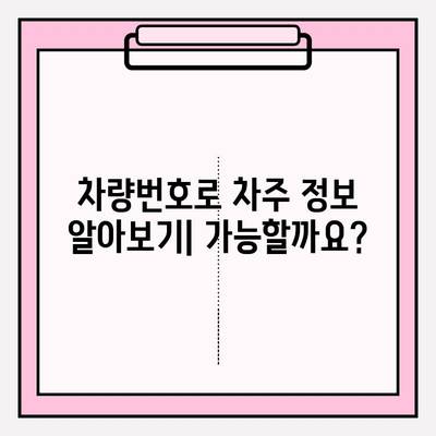 차량번호로 차주 조회| 타인 차량 이력 조사 방법 | 개인정보보호, 법적 제한, 주의사항