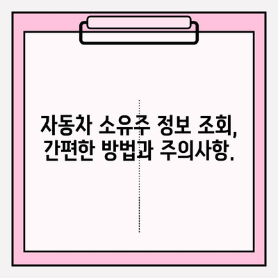 차량번호로 소유자 조회, 간편하고 빠르게! | 자동차 소유주 정보 조회, 차량 정보 확인, 법적 제약