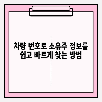 차량 번호로 소유자 조회| 가장 빠르고 쉬운 방법 | 자동차 소유주 정보 찾기, 차량 정보 조회, 법적 제한