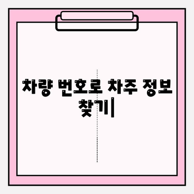 차량 번호로 차주 정보 찾기| 연락처, 주소 확인 방법 | 차량 조회, 개인 정보, 법적 제한