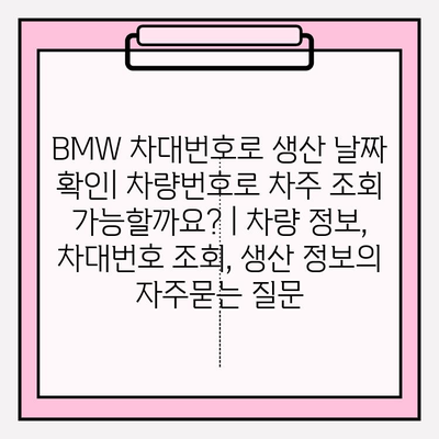 BMW 차대번호로 생산 날짜 확인| 차량번호로 차주 조회 가능할까요? | 차량 정보, 차대번호 조회, 생산 정보