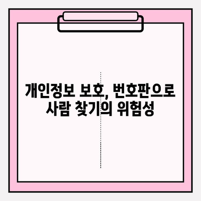 번호판으로 사람 찾기| 연락처 & 주소 확인 방법 | 개인정보보호, 법률 정보, 주의사항