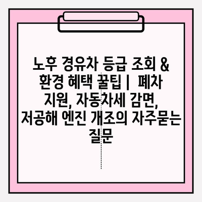 노후 경유차 등급 조회 & 환경 혜택 꿀팁 |  폐차 지원, 자동차세 감면, 저공해 엔진 개조