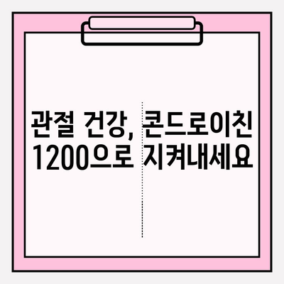 콘드로이친 1200| 건강한 관절을 위한 필수 관절 영양소 | 효능, 복용법, 주의사항 총정리