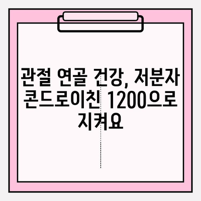 저분자 콘드로이친 1200| 관절 연골 건강을 위한 선택 | 저분자 콘드로이친, 관절 건강, 연골 재생, 건강 정보