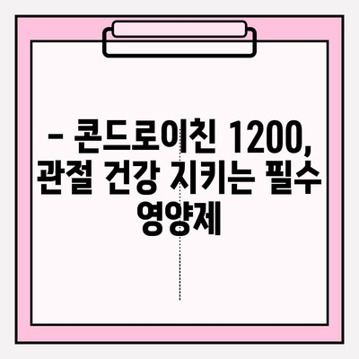 관절 건강, 콘드로이친 1200 효능 극대화하는 영양제 추천 | 관절 건강, 통증 완화, 연골 건강, 영양제 추천