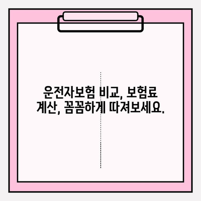 운전자보험 완벽 가이드| 나에게 맞는 보장 찾고, 안전하게 가입하세요 | 운전자보험 비교, 보험료 계산, 추천, 가입 팁