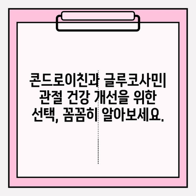 콘드로이친과 글루코사민| 관절염 통증과 염증 완화에 효과적인가요? | 관절 건강, 영양제, 효능, 부작용