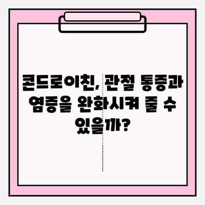 콘드로이친 효능| 관절 통증과 염증 감소 | 관절 건강, 연골 재생, 효과적인 복용법
