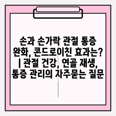 손과 손가락 관절 통증 완화, 콘드로이친 효과는? | 관절 건강, 연골 재생, 통증 관리