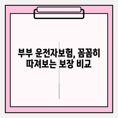 부부운전자보험 완벽 가이드| 가입 전 꼭 확인해야 할 사항 | 부부보험, 운전자보험, 보장 비교, 가입 팁