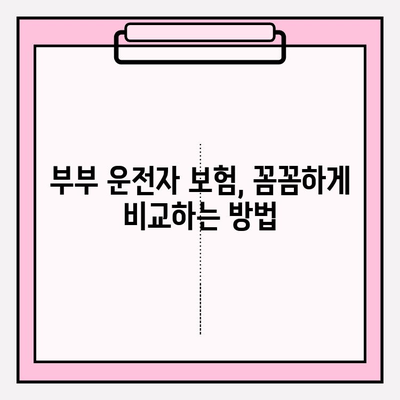 부부 운전자 보험 완벽 가이드| 꼼꼼히 비교하고 혜택 누리세요! | 부부 보험, 자동차 보험, 할인 팁, 가입 방법