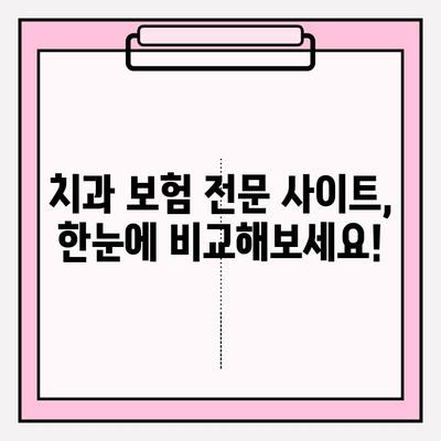 치과 보험, 어디서 가입해야 할지 고민이세요? | 전문 사이트 비교 & 추천