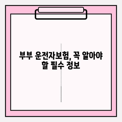 부부 운전자보험 가입 완벽 가이드| 핵심 비교 & 선택 팁 | 보험료, 특약, 추천