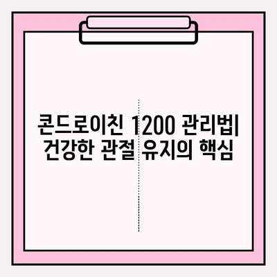 콘드로이친 1200 관리법| 건강한 관절 유지의 핵심 | 관절 건강, 연골 관리, 효과적인 섭취 팁