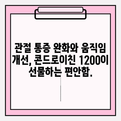 콘드로이친 1200, 관절 건강의 지름길|  건강하고 움직이는 삶을 위한 선택 | 관절 건강, 연골 건강, 활동성 증진