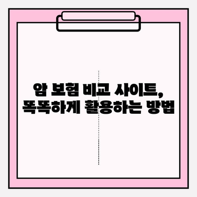 암 보험 비교 사이트 활용, 나에게 딱 맞는 보장 찾기| 꼼꼼한 비교 가이드 | 암 보험, 보장 분석, 비교 사이트 추천