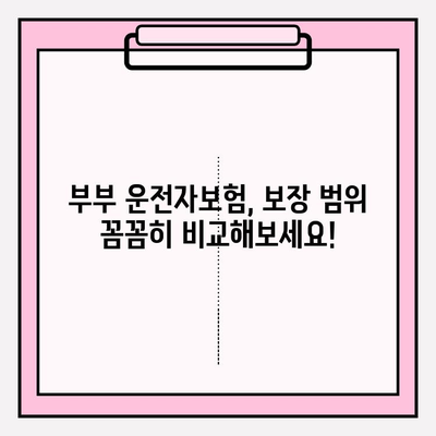 부부운전자보험 완벽 가이드| 꼼꼼히 비교하고 혜택 누리세요! | 운전자보험, 부부보험, 보장 분석, 가입 팁