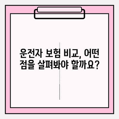 운전자 보험 완벽 가이드| 나에게 꼭 맞는 보장 찾기 | 운전자 보험 비교, 보험료 계산, 필수 보장, 추천