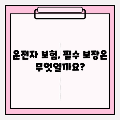 운전자 보험 완벽 가이드| 나에게 꼭 맞는 보장 찾기 | 운전자 보험 비교, 보험료 계산, 필수 보장, 추천