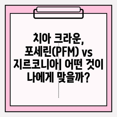 치아 크라운 종류 비교| 포세린(PFM) vs 지르코니아 | 치과, 보철, 심미 치료, 치아 재료