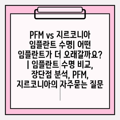 PFM vs 지르코니아 임플란트 수명| 어떤 임플란트가 더 오래갈까요? | 임플란트 수명 비교, 장단점 분석, PFM, 지르코니아